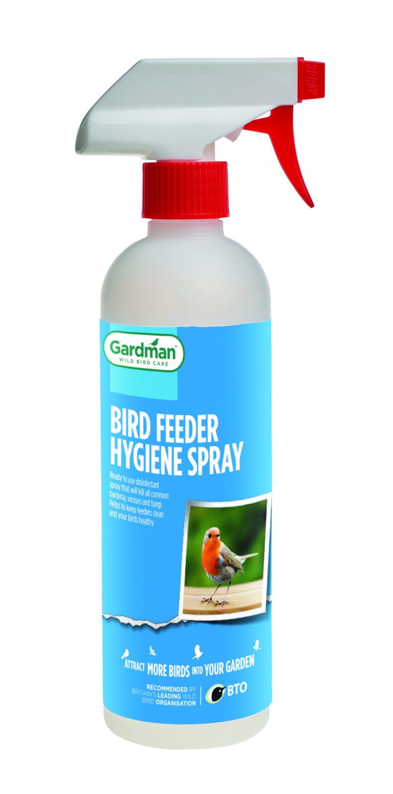 Gardman bird feeder hygiene spray from Eyebrook bird feeds in Leicestershire Bird feeder cleaner products from Eyebrook help keep your feeders safe for the birds