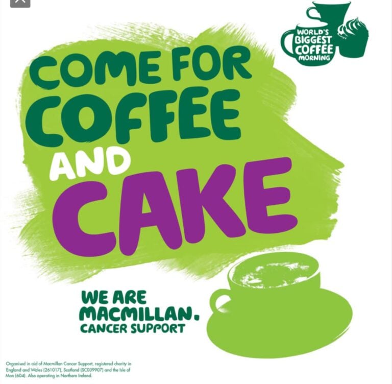 Macmillan coffee morning, come and join us for coffee and cake