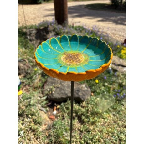 African Daisy Ceramic Bird Drinker
